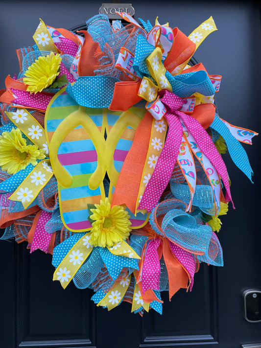 Striped Flip Flop Wreath
